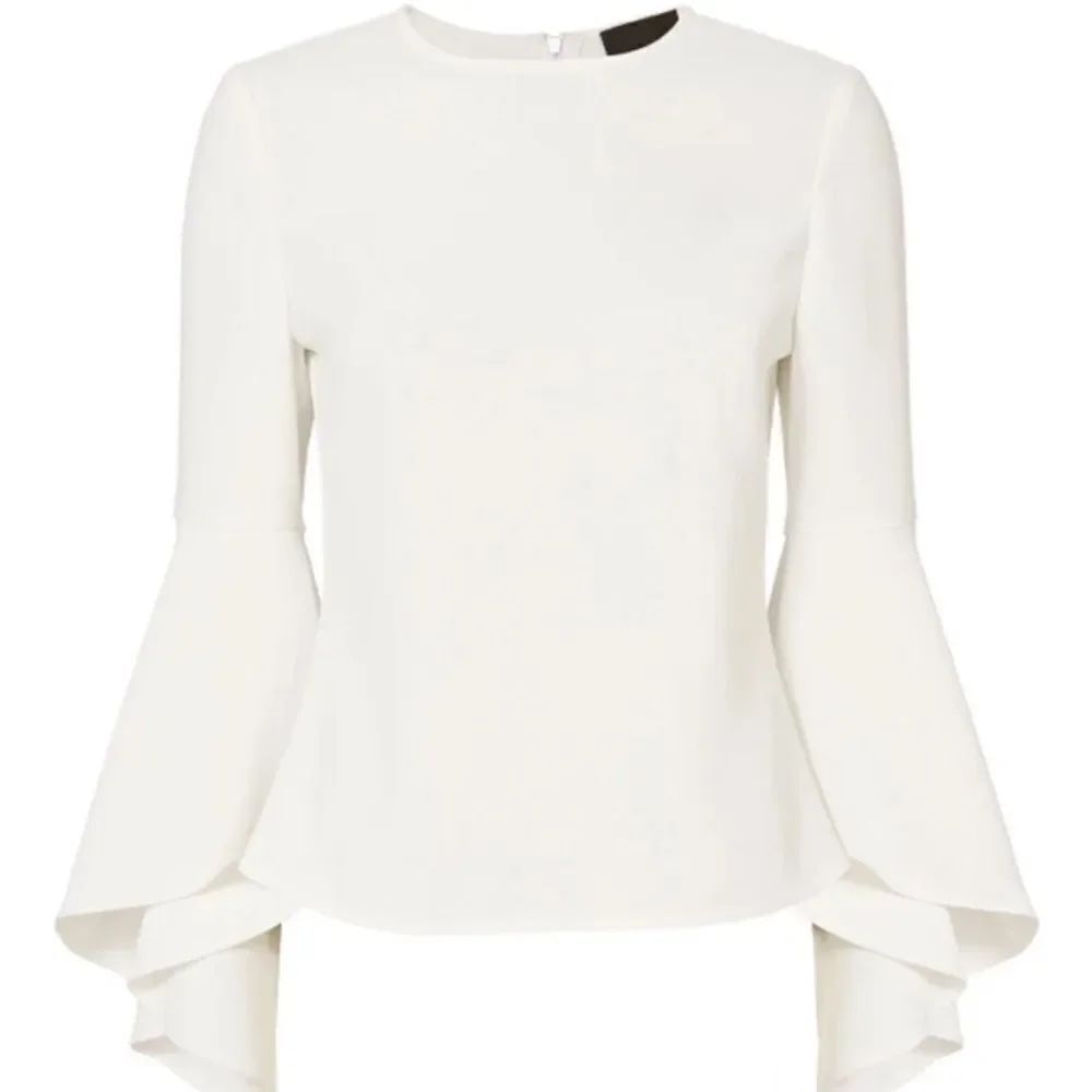 INTERMIX Textured Cream White Cameron Long Bell Sleeve Blouse